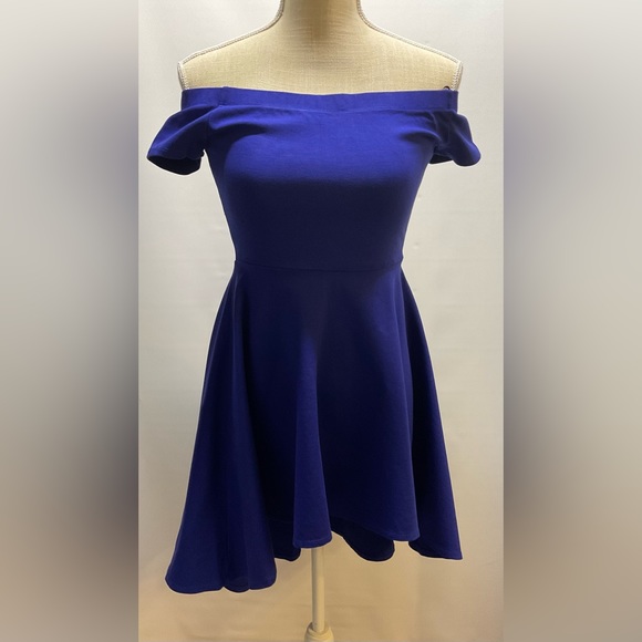 Windsor Womens Off The Shoulder Short Sleeve High Low Cocktail Skater Dress - Picture 10 of 11